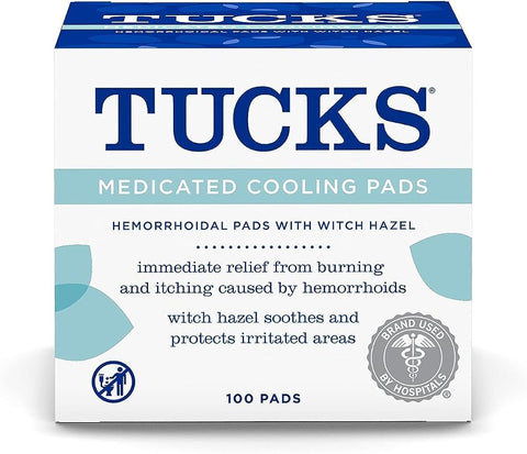 TUCKS Medicated Cooling Pads, Witch Hazel Hemorrhoid Treatment, 100 Count
