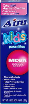 Aim Kids Gel Fluoride Toothpaste - Mega Bubble Berry 4.4 oz. (Pack of 2)