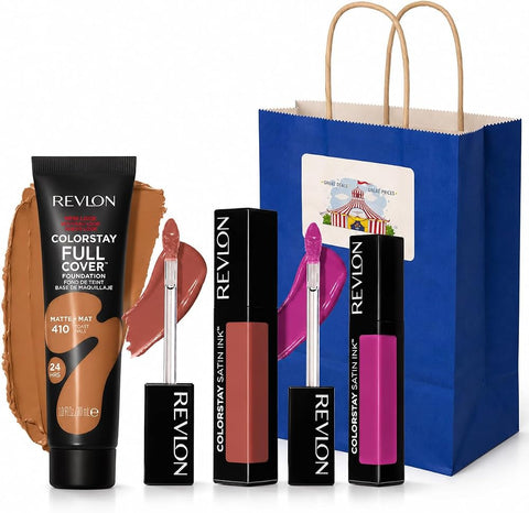 BIGTOPDEALSUSA Longwear Lip and Face Makeup Set, Brightening, All Day Color