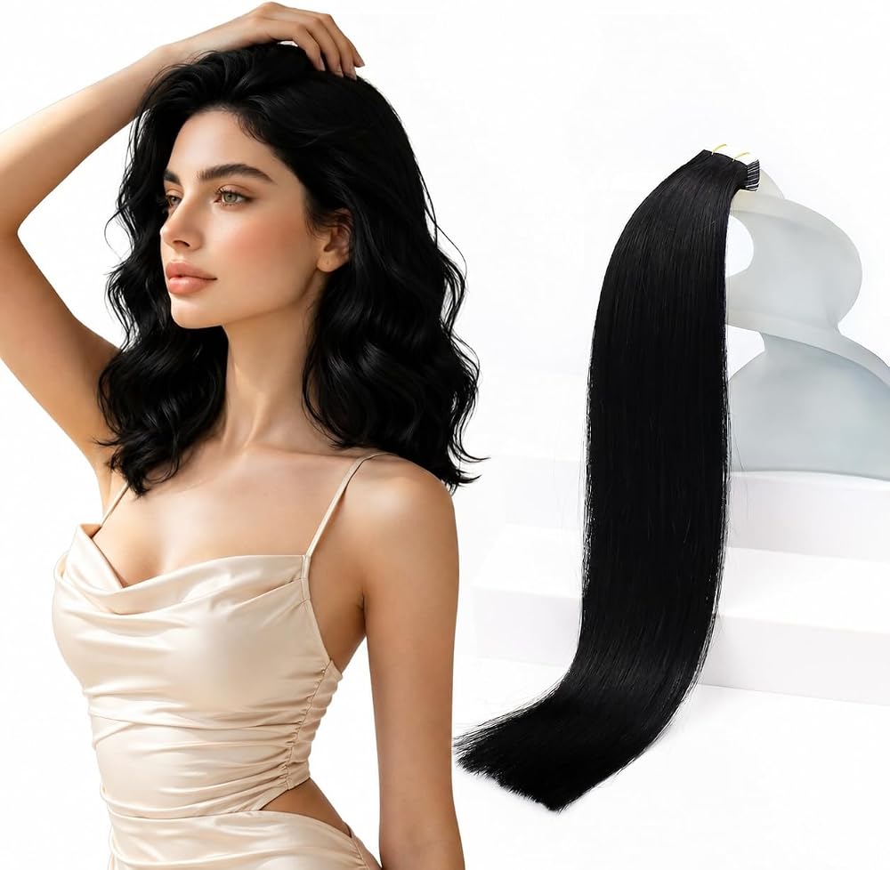Sunny Hair Black Tape in Hair Extensions Real Human Hair