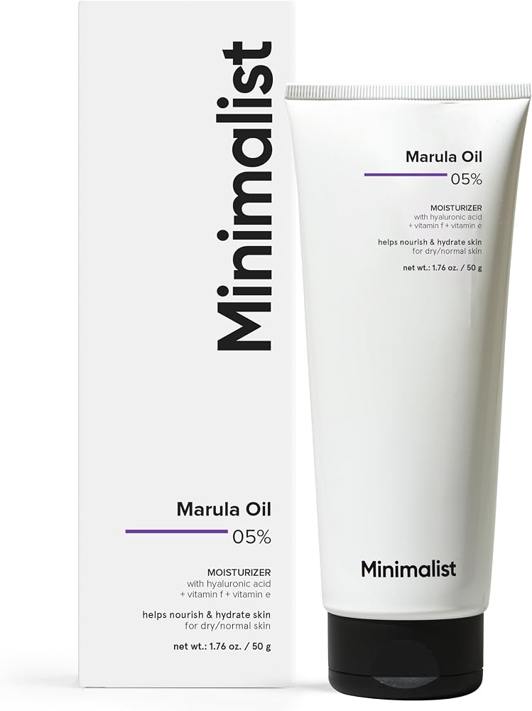 Minimalist Marula Oil 5% Face Moisturizer for Dry, Dehydrated, Flaky Skin | With Hyaluronic Acid, Vitamin E, Vitamin F for Barrier Repair & Hydration | For Women & Men | 1.7 Oz / 50 gm
