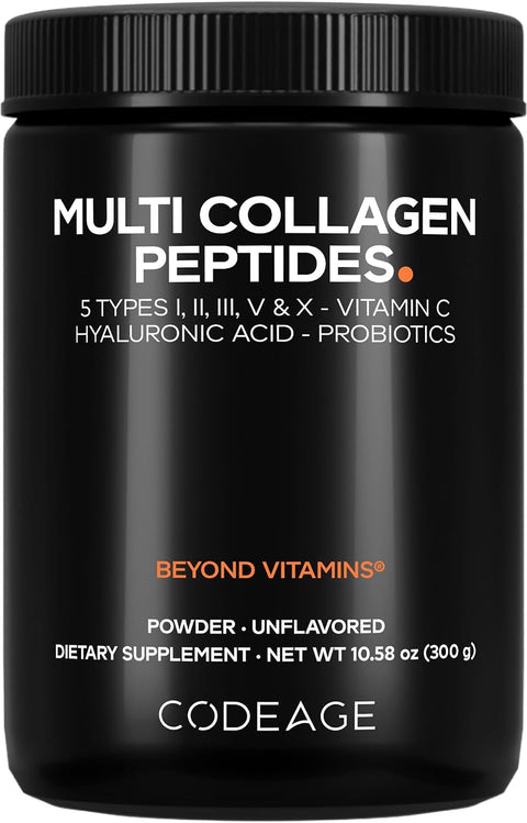 Codeage Multi Collagen Peptides Powder, Probiotics, Vitamin C, 10.58 Oz