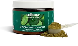 Glowing Greens Powder Ashitaba, Spirulina, Chlorella, Cordyceps, Moringa, Amalaki & Monk Fruit — Superfood for Energy, Mood & Immune Support — Kimberly Snyder (30 Servings) Vegan Non-GMO