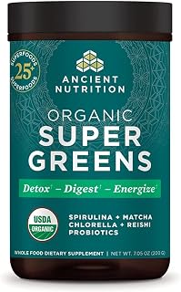 Ancient Nutrition Organic Super Greens Powder, Probiotics, Spirulina