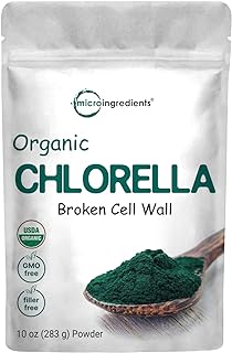 Organic Chlorella Powder, 10 Ounce, Broken Cell Wall, Rich in Vegan Proteins & Vitamins, Raw, Bulk Premium Chlorella Supplement, Vegan Friendly, Non-Irradiation
