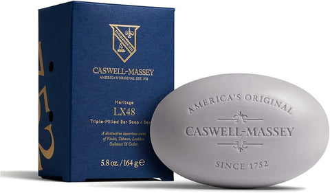 Caswell Massey LX48 Natural Bar Soap for Men, Moisturizing Body Soap Bar for All Skin Types, Made with Essential Oils & Plant-Based Formula for Soft Skin, Made in USA, 5.8 oz