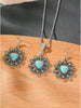 BIG TOP DEALS USA Turquoise Jewelry Flower Heart Pendant Vintage Necklace and Earring Set  - Image 3