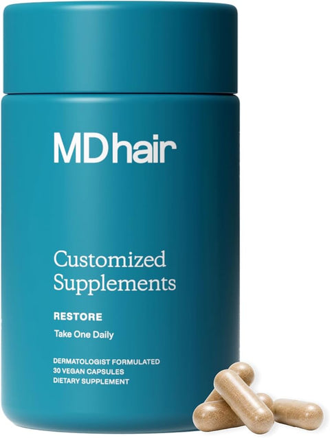 MDhair Restore Supplements – Hair Growth Vitamins with Biotin & Iron