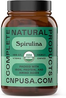 Pure Hawaiian Blue Green Spirulina Powder Capsules - 470mg Capsules 100 Pills, Non GMO, Natural