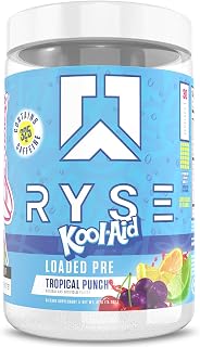 Ryse Loaded Pre Workout Powder - Kool-Aid Tropical Punch - Daily Pre-Workout for Men & Women with 300mg Caffeine, Beta Alanine, and Citrulline for Pump, Focus, and Energy - 30 Servings
