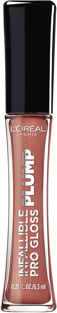 L'Oreal Paris Infallible Pro Gloss Plump Lip Gloss with Hyaluronic Acid, Long Lasting Plumping Shine, Lips Look Instantly Fuller and More Plump, Nude Twinkle, 0.21 fl. oz.