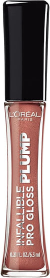 L'Oreal Paris Infallible Pro Gloss Plump Lip Gloss with Hyaluronic Acid, Long Lasting Plumping Shine, Lips Look Instantly Fuller and More Plump, Nude Twinkle, 0.21 fl. oz.