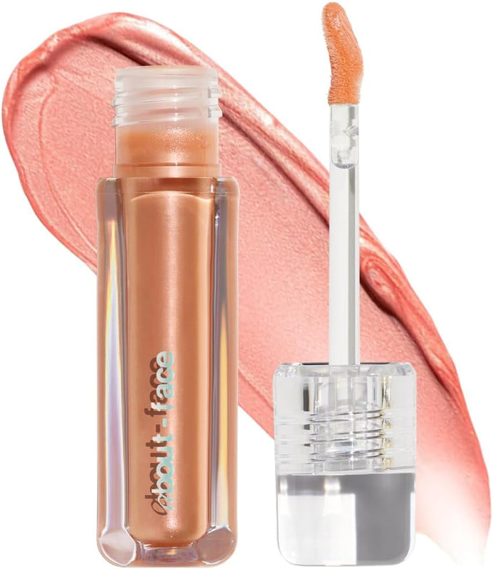 About Face Light Lock Lip Gloss - High Shine Oil - Shimmering Pale Peach, Coconut Oil, Peppermint & Lavender, 0.21oz - Lipstick - Lip Makeup