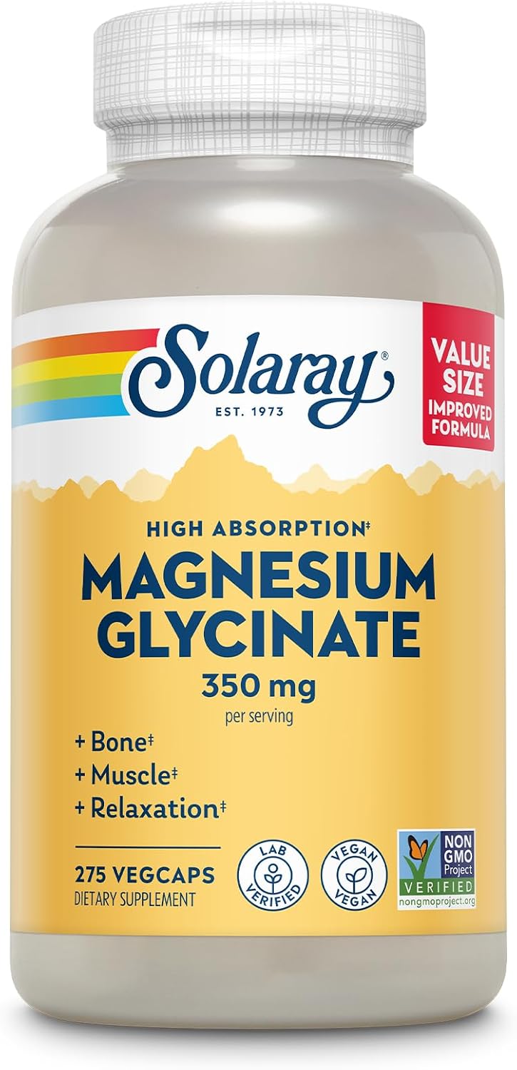 SOLARAY Enhanced Absorption Magnesium Glycinate 350 mg, 275 VegCaps