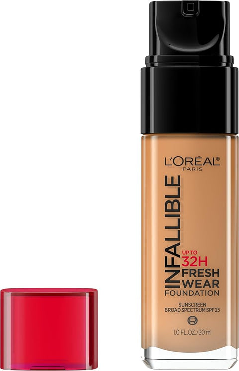 L'Oreal Paris Makeup Infallible Up to 32 Hour Fresh Wear Lightweight Foundation, 487 Warm Almond, 1 Fl Oz, Packaging May Vary - Face Makeup - Beauty