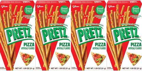 Baked Snack Sticks Pizza Flavor 1.9 Oz 4 Pack Crunchy Pretzel Sticks Oven Baked Savory Snack Packs Individually Wrapped