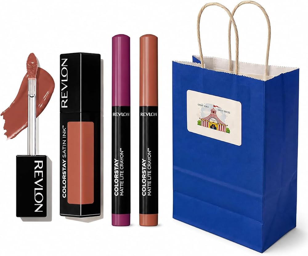 BIG TOP DEALS USA Lipstick Set, Assorted, Longwear, Brightening, 3 Piece