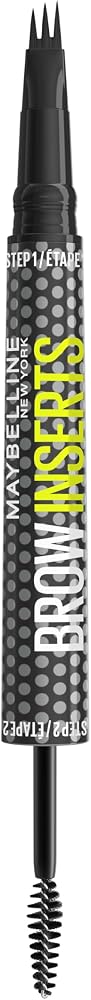Maybelline Brow Inserts Eyebrow Pen, Micro Needle Shaped 2-In-1 Dual-Ended Brow Makeup Pen and Gel, Water-Resistant, Smudge Proof for Up to 36-HR Wear, Medium Brown