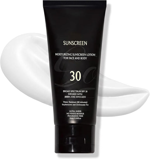 Lucksun Sunscreen for Black Women/Girl & Body Sunscreen Lotion SPF 30, No White Cast for Melanin Rich Skin, Hydrating Moisturizer. Travel Size （2 Fl Oz）