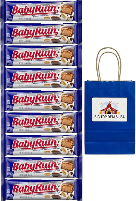 Baby Ruth Chocolatey Peanut, Caramel and Nougat Candy Bars, Full Size Individually Wrapped, 1.9 oz Each - Personal Care