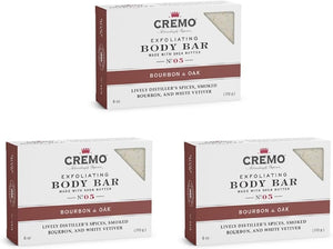 Cremo Bourbon & Oak Exfoliating Body Bars - A Sophisticated Blend of Distiller’s Spice, Fine Bourbon and White Oak - Personal Care