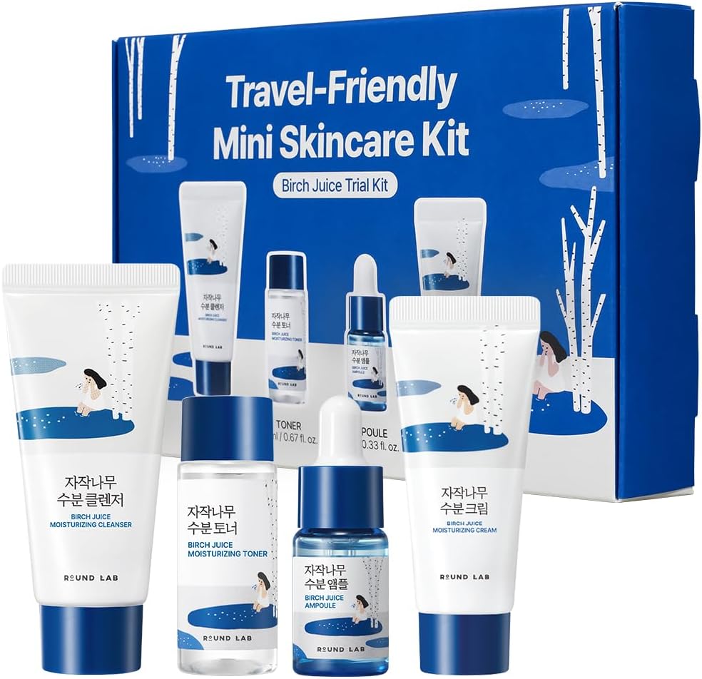 Round LAB Birch Juice Moisturizing Mini Kit 4-Step Skin Care Set - Personal Care