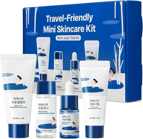 Round LAB Birch Juice Moisturizing Mini Kit 4-Step Skin Care Set - Personal Care