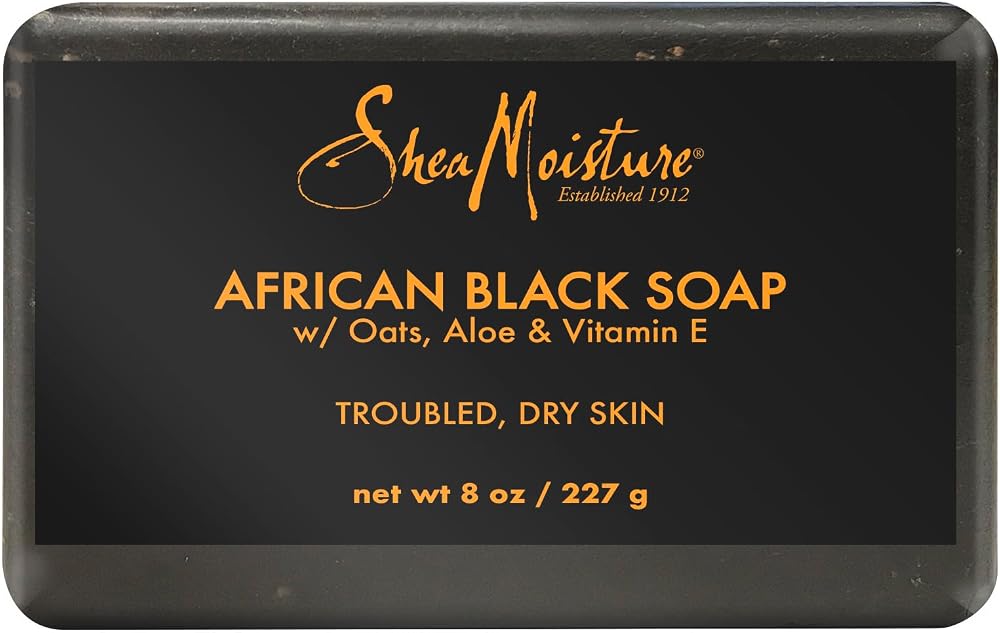 Sheamoisture Bar Soap for Troubled Skin African Black Soap Cleanser with Shea Butter 8 oz - Personal Care