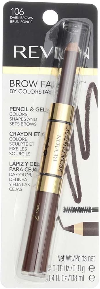 Revlon Brow Fantasy Pencil & Gel, Dark Brown [106], 1 ea (Pack of 3)