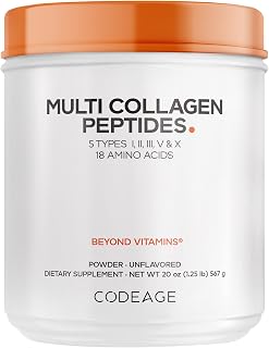 Codeage Multi Collagen Protein Powder Peptides, 5 Types, Unflavored, 20 Oz