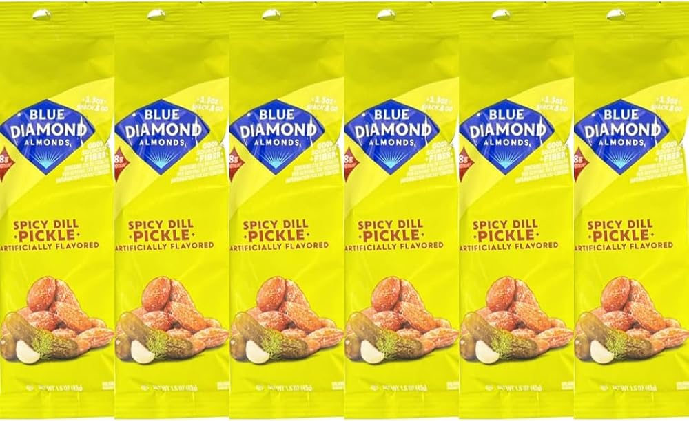 Diamond Almonds Spicy Dill Pickle Flavored Almonds, 1.5 oz Bags, 6 Pack