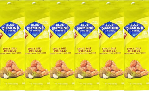 Diamond Almonds Spicy Dill Pickle Flavored Almonds, 1.5 oz Bags, 6 Pack