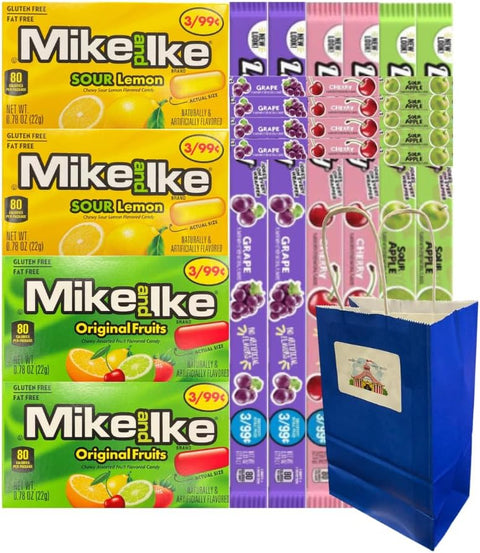 Assorted Candy Mix, 10 Pack – Mike and Ike Original Fruits, Sour Lemon, Taffy Ropes Grape, Cherry, Sour Apple,