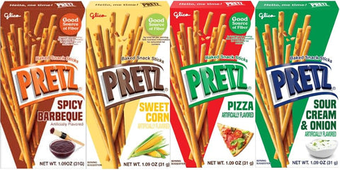 Baked Snack Sticks Variety Pack 1.9 oz 4 Pack – Crunchy Pretzel Sticks Assorted Flavors Spicy Barbecue Sweet Corn Pizza Sour Cream & Onion – Baked Snack Food for Kids & Adults