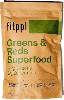 Organic Greens Superfood Powder | Greens & Reds with Spirulina, Chlorella, Camu Camu & Elderberry | Detox, Digestion, Immunity, Antioxidants | Non-GMO, Gluten Free, Stevia Free | 20 Servings