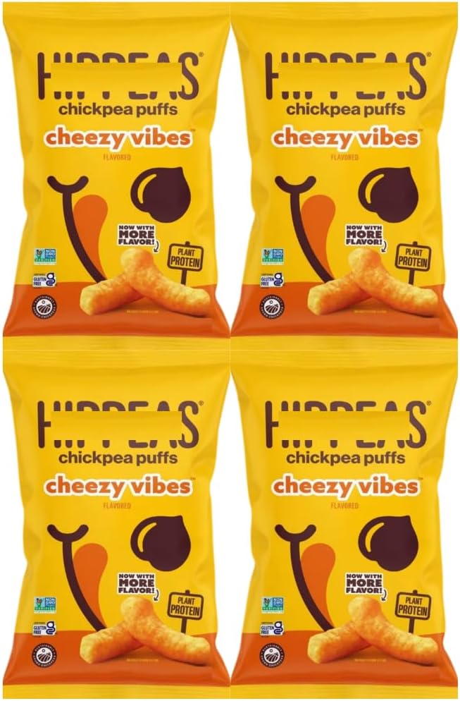 Chickpea Puffs Cheezy Vibes, Crunchy Chickpea Snack, 1.5 oz, 4 Pack