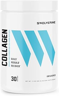 Swolverine Collagen | 100% Grass-Fed, Pasture-Raised Hydrolyzed Collagen Peptides, High Absorption, Non-GMO, Gluten-Free, for Hair, Skin, Nails & Joints (30 Servings) (Unflavored)