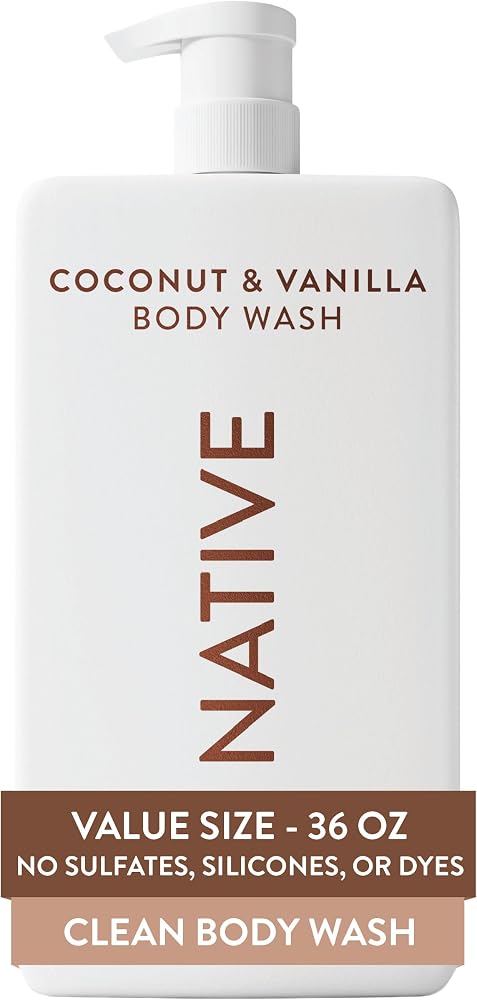 Native Clean Body Wash, Gentle & pH-balanced for Sensitive Skin, 24-Hr Freshness for Women & Men, Vegan & Cruelty-Free, Free of Sulfates, Parabens & Phthalates, Coconut & Vanilla, 36 oz
