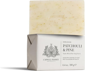 Caswell Massey Patchouli & Pine Bar Soap Moisturizing Body Soap with Shea Butter, Cocoa Butter, Olive Oil, Oatmeal & Kaolin Clay Woody Spiced Scent for Shower or Bath