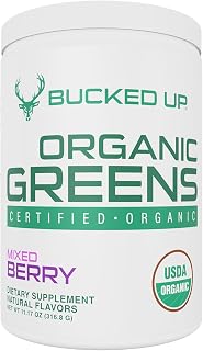 Greens Superfood Powder Mixed Berry | 8 Most Essential Mixed Greens | Certified 100% Organic | Chlorella, Spinach, Kale, Spirulina, Alfalfa, Broccoli, Wheat Grass, & Barley Grass | 30 SERV | 11.17 OZ