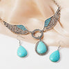 BIG TOP DEALS USA Turquoise Jewelry Wings Teardrop Pendant Vintage Necklace and Earring Se - Image 2