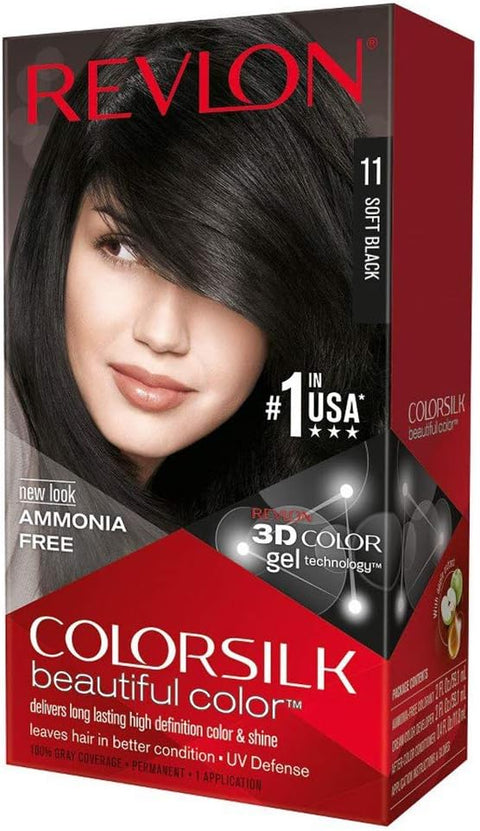 Revlon ColorSilk Beautiful Color, Soft Black [11] 1 ea (Pack of 12)