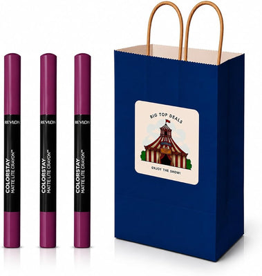 3-Piece Matte Lip Crayon Gift Set - 005 Sky High Vibrant Pink Shade, Long Lasting Velvet Lipstick Makeup Bulk Pack for Women, White Elephant Office Party Game Prize & Secret Santa Stocking Stuffer
