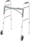 Drive Medical Two-Button Folding Walker with Wheels, Height Adjustable