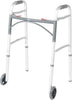 Drive Medical Two-Button Folding Walker with Wheels, Height Adjustable - Image 1