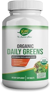 Organic Daily Greens Tablets, Super Greens Fruits & Vegetables Supplement with 28 Superfoods, Easy to Swallow, Better Than Powder, USDA Organic, Vegan, Non-GMO, 120 Count