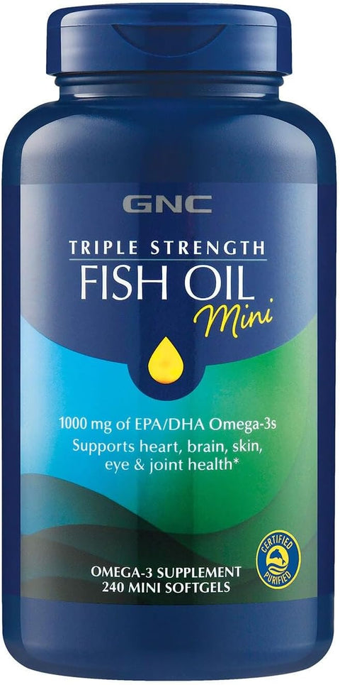 GNC Triple Strength Fish Oil Mini, 1000mg EPA & DHA, 240 Mini Softgels