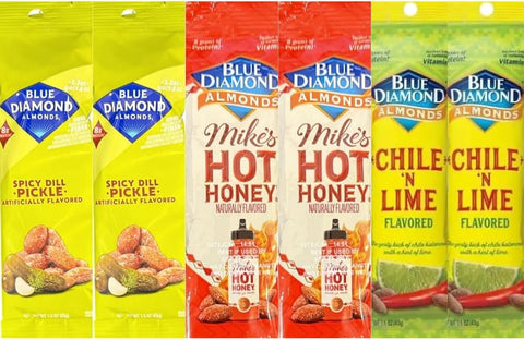 Diamond Almonds Variety Pack, Hot Honey, Spicy Dill Pickle, Chile 'N Lime, 1.5 oz Bags, 6 Pack