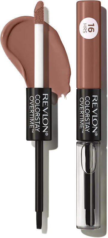 Revlon ColorStay Overtime Lipcolor, 560 Taupe Time, 0.07 fl oz | Dual-ended liquid lipstick with clear lip gloss. Moisturizing ingredients. Won't smudge, bleed or feather. - Lip Makeup - Beauty