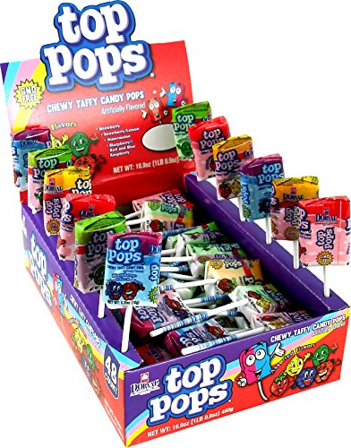 Top Pops Chewy Taffy Pops, 16.9 Ounce Assorted Flavors, 48 Count